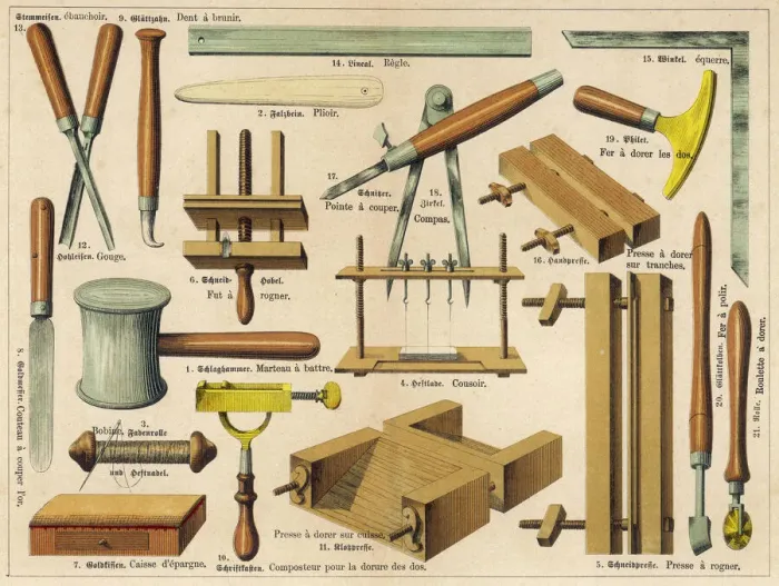 Framed Print : Bookbinding Tools Print 1875 Framed Print : Bookbinding Tools Print 1875