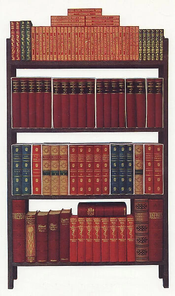 Bookshelf. Catalogue illustration of a domestic bookshelf Date: 1905