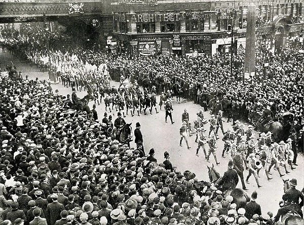 Boy Scouts marching in the Lord Mayor's Show, London