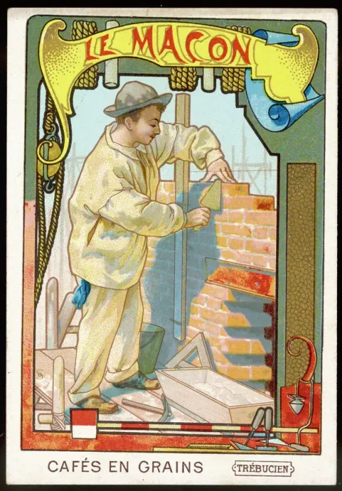 Framed Print : Print of a Bricklayer Constructing a Wall Framed Print : Print of a Bricklayer Constructing a Wall