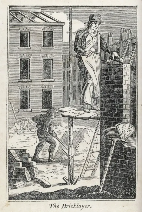 Framed Print : Bricklayer on Scaffold Print 1827 Framed Print : Bricklayer on Scaffold Print 1827