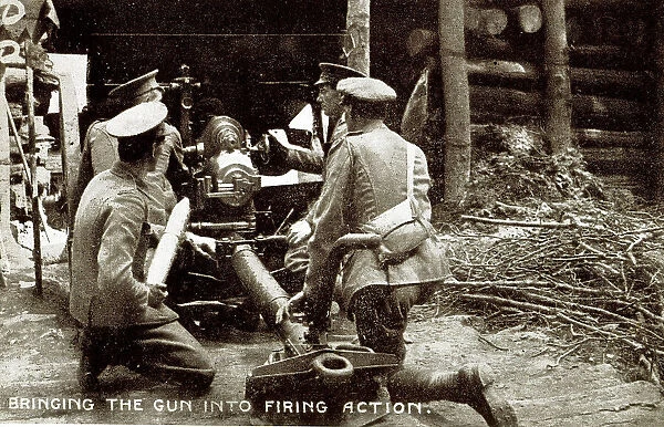 Bringing the gun into firing action, WW1