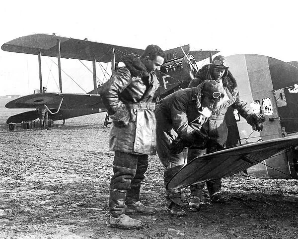 British airmen planning attack, Western Front, WW1
