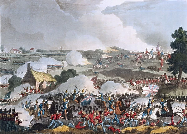 British army in action at the Battle of Waterloo