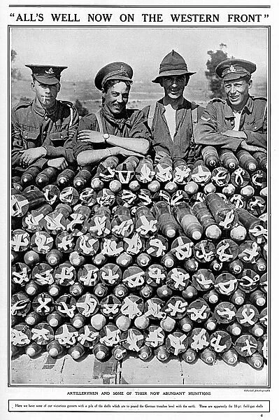 British artillery men with shells, WW1