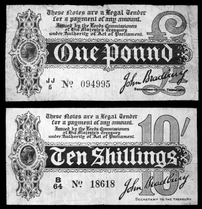 Framed Print : British Bank Notes Print: WW1 One Pound and Ten Shillings Emergency Issue Framed Print : British Bank Notes Print: WW1 One Pound and Ten Shillings Emergency Issue