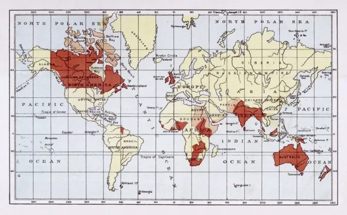 Framed Print : British Empire Print 1880 Map
