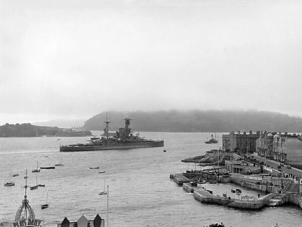 British naval warships in Plymouth Harbour, Devonshire, England