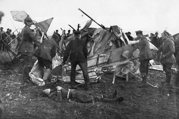 British plane crash with dead pilot, WW1