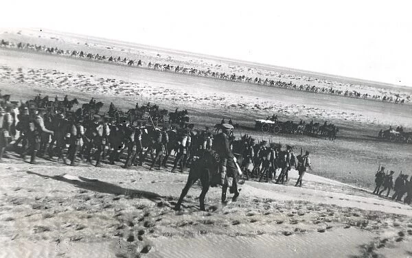 British troops marching to El Arish, Egypt, WW1