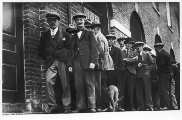 Framed Print : British Unemployed Men Queueing for the Dole Print Framed Print : British Unemployed Men Queueing for the Dole Print