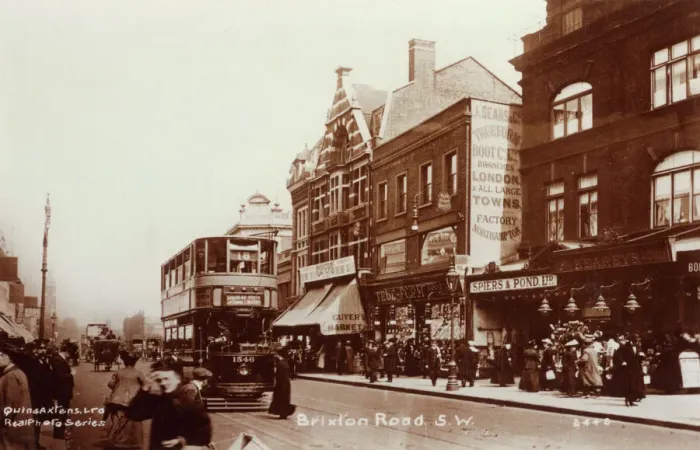 Framed Print : Brixton Road A Tram in Brixton Road Print circa 1900 Framed Print : Brixton Road A Tram in Brixton Road Print circa 1900