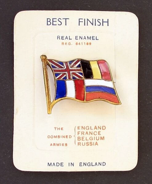 A brooch in the shape of the Allied flags