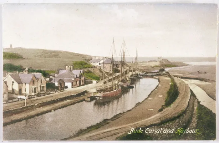 Framed Print : Bude Canal and Harbour Print 1900 Framed Print : Bude Canal and Harbour Print 1900