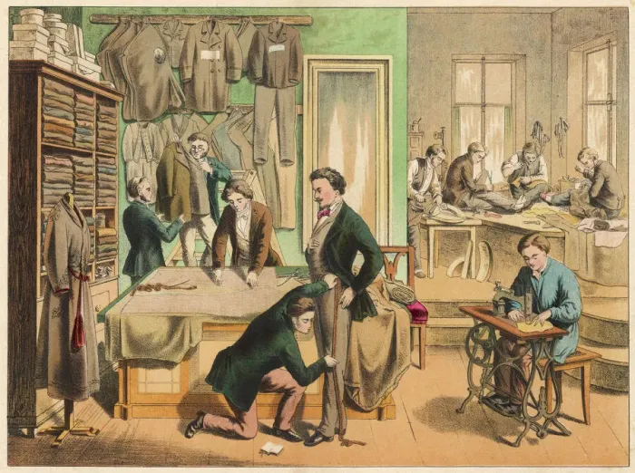 Framed Print : Busy Tailor's Workshop Print Framed Print : Busy Tailor's Workshop Print