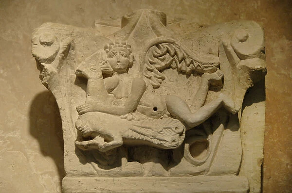 Byzantine art. Capital decorated with relief of cupid on a p