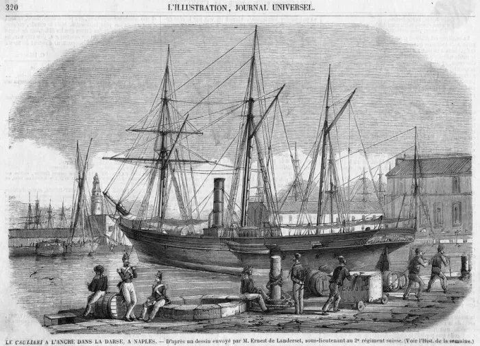 Framed Print : Cagliari Affair Print, 19th-century engraving Framed Print : Cagliari Affair Print, 19th-century engraving