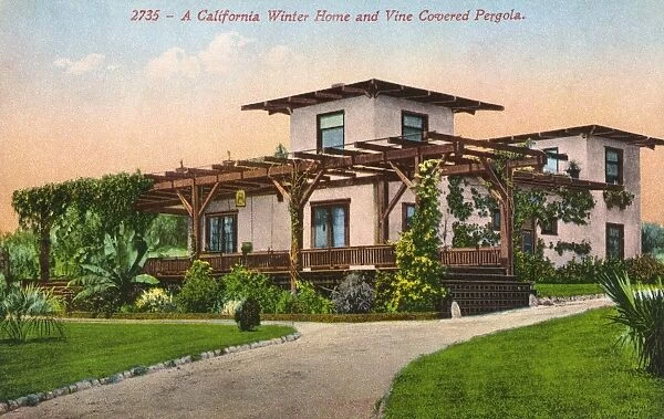 California Winter Home and Vine-Covered Pergola, USA