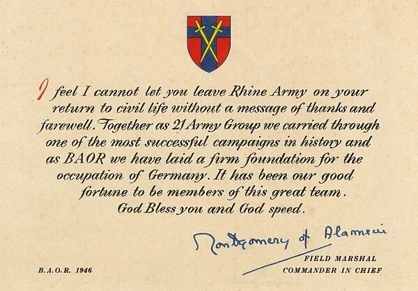 Card, British Army of the Rhine