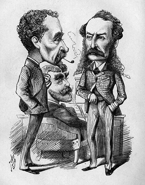 Caricature of Charles Keene, F C Burnand and John Tenniel