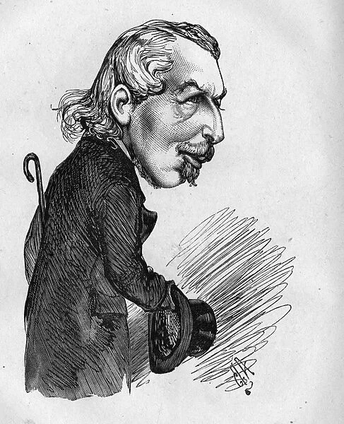 Caricature of E L Blanchard, English writer