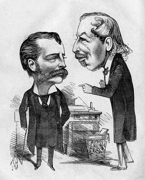 Caricature of G Edwardes and E L Blanchard