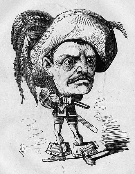 Caricature of Montagu Williams, actor, playwright and lawyer