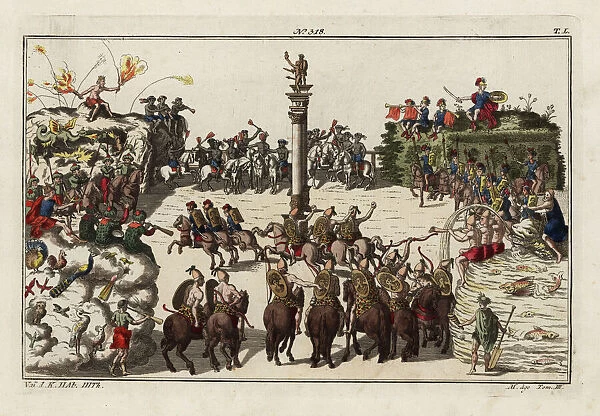 A carousel parade among teams of knights representing
