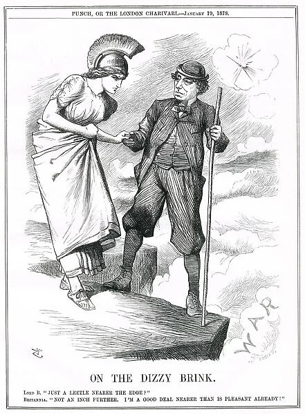 Cartoon, On The Dizzy Brink (Disraeli and Britannia)