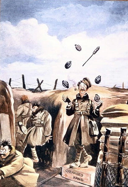 Cartoon, Keeping his hand in, WW1