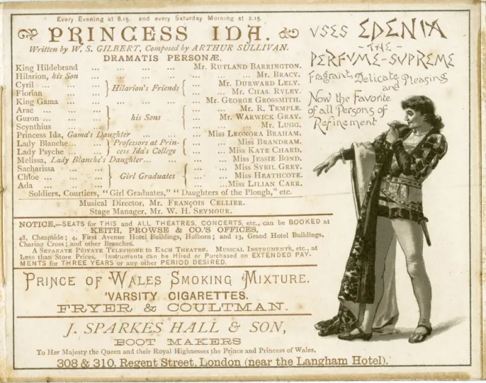 Framed Print : Cast List and Adverts in Princess Ida Programme Print Framed Print : Cast List and Adverts in Princess Ida Programme Print