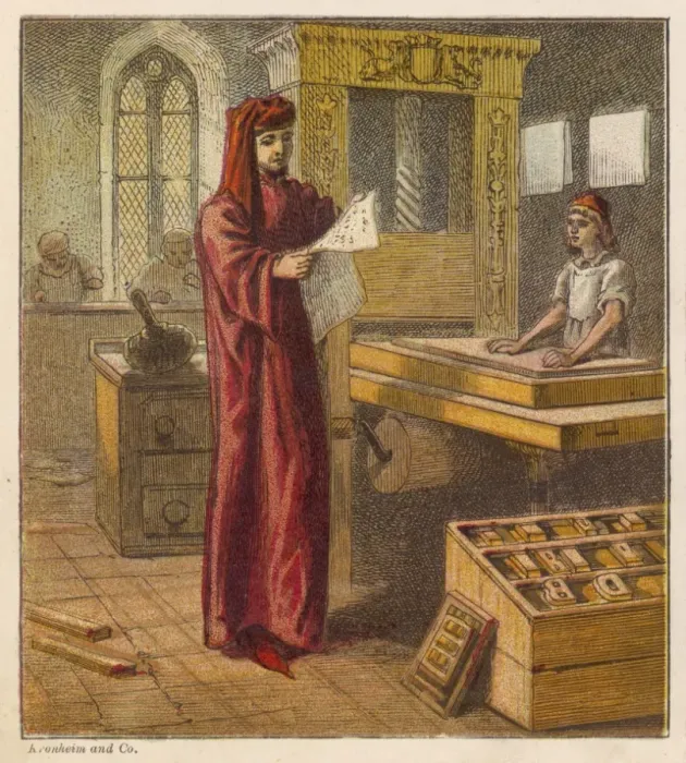 Framed Print : William Caxton at the Print Press Framed Print : William Caxton at the Print Press