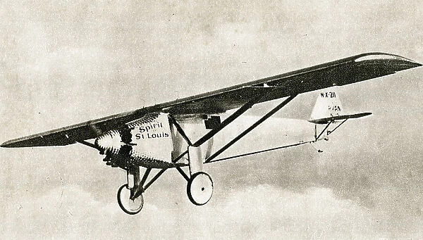 Charles Lindbergh in Spirit of St Louis aeroplane