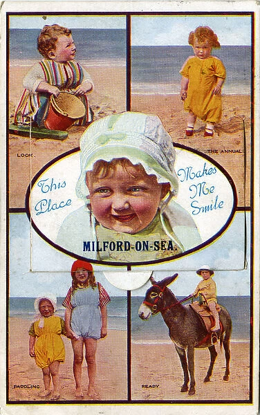 Children on the Beach, Milford-on-Sea, Hampshire