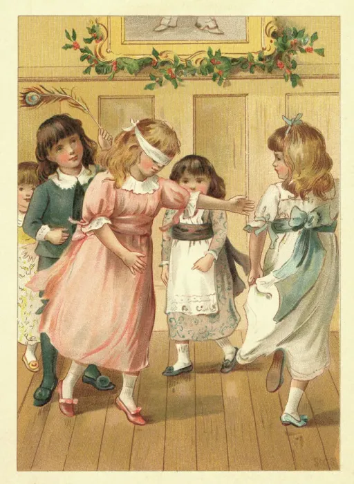 Framed Print : Blind Man's Buff Print of Children at Christmas Party Framed Print : Blind Man's Buff Print of Children at Christmas Party