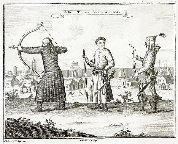 Chinese warriors from Eastern Tartary practising their archery Date: 1752
