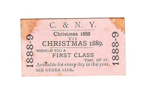 Christmas card in the form of a railway ticket