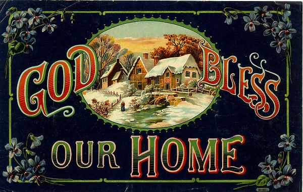 Christmas card, God Bless Our Home