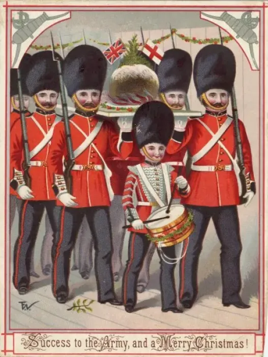 Framed Print : Christmas Pudding Print with Soldiers in Full Dress Framed Print : Christmas Pudding Print with Soldiers in Full Dress
