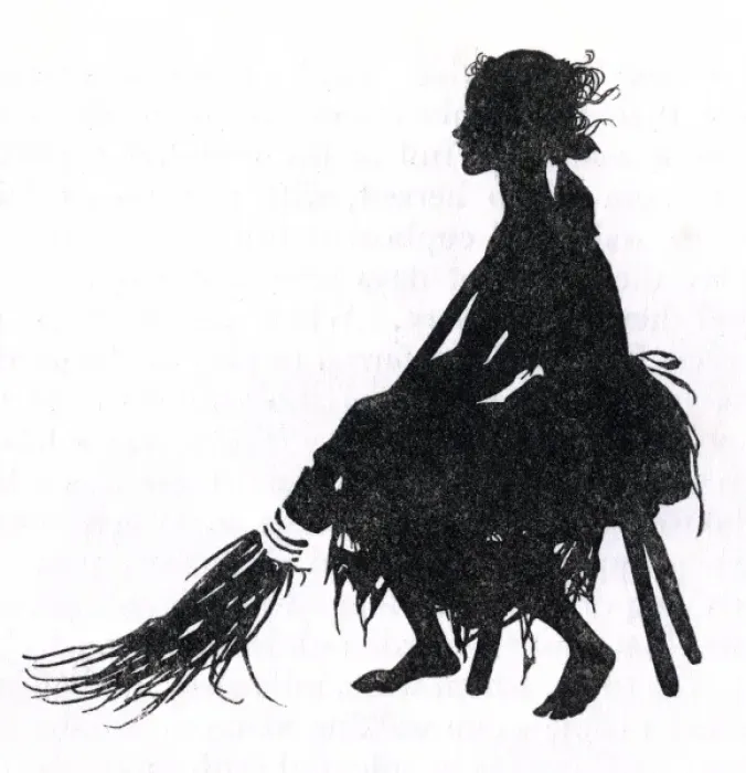 Framed Print : Cinderella Print: Young Girl in Rags with Broom Framed Print : Cinderella Print: Young Girl in Rags with Broom