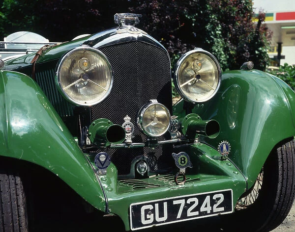Close-up of a vintage Bentley car