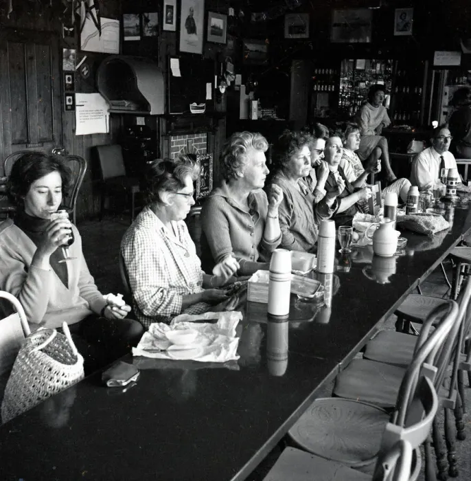 Framed Print : Coach Party Lunch in a Pub Print circa 1950s Framed Print : Coach Party Lunch in a Pub Print circa 1950s
