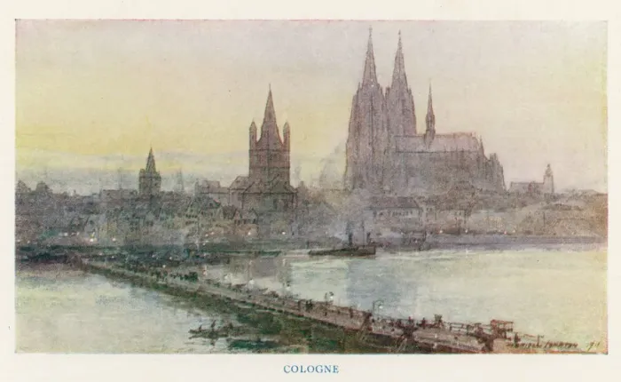 Framed Print : Cologne Print: Rhine Cityscape Across the River Framed Print : Cologne Print: Rhine Cityscape Across the River
