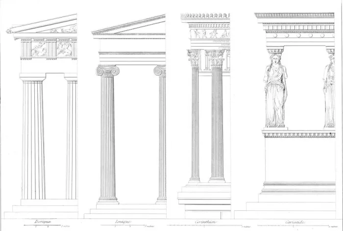 Framed Print : Classical Greek Orders in Architectural Columns Print Framed Print : Classical Greek Orders in Architectural Columns Print
