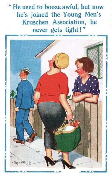 Comic postcard, gossiping neighbours Date: 20th century