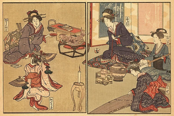Concubine (mekake) of a high-ranking man watching a dancer