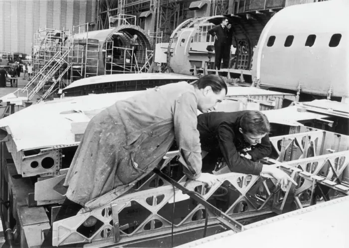 Framed Print : Construction of Concorde: Engineers at Work Print, 1967 Framed Print : Construction of Concorde: Engineers at Work Print, 1967