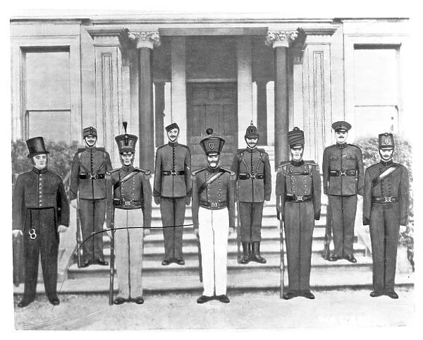 A copy of a drawing of Uniforms of the constabulary of Irela