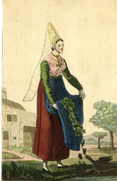 Costumes of Europe, Young Lady of Martin-Eglise near Dieppe