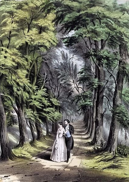 Couple walking in the woods